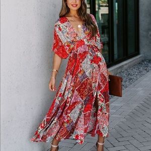 Fair And Square Patchwork Kimono Midi Dress